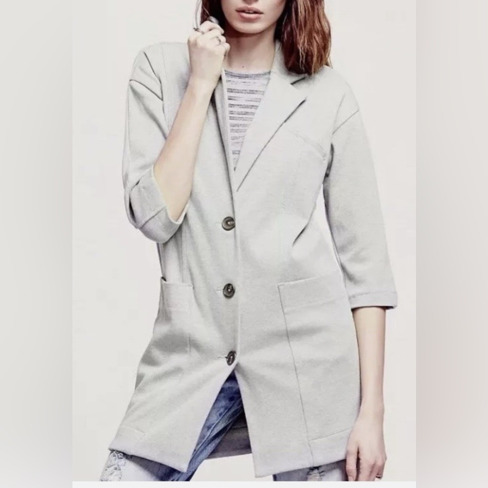 Free People Gray Womens Whole Story Knit Jacket
